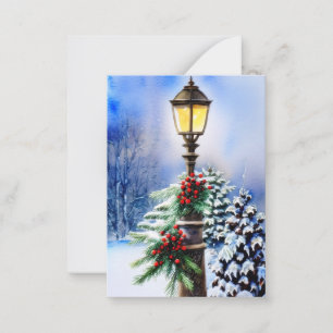 Tarjeta Pequeña Presupuesto de poste de lámpara nevado mini Navida