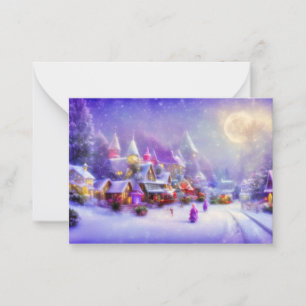 Tarjeta Pequeña Presupuesto de pueblo mágico nevado mini Navidad