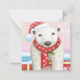 Tarjeta Pequeña Presupuesto de Santa Polar Bear mini Navidad