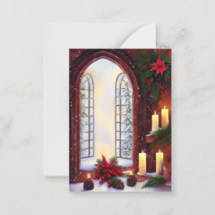 Tarjeta Pequeña Presupuesto de ventana de iglesia nevada mini Navi