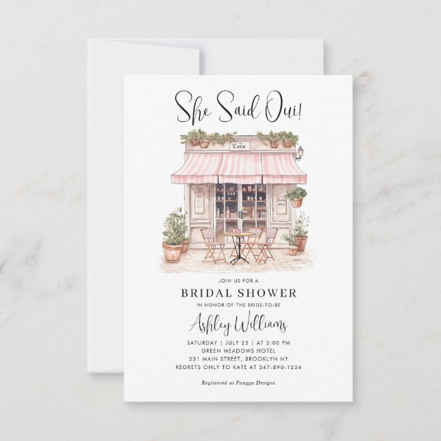 Tarjeta Pequeña Presupuesto Dijo Que Oui Paris Theme Cafe Bridal S (Anverso)