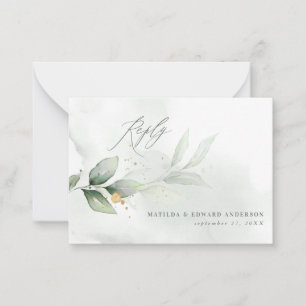 Tarjeta Pequeña presupuesto elegante boda eucalipto botánico RSVP