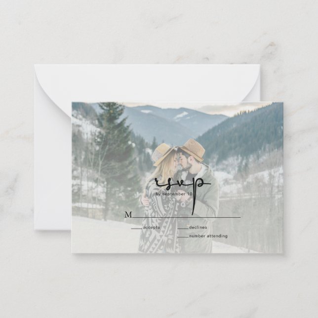 Tarjeta Pequeña PRESUPUESTO Elegante guión moderno matrimonio de f (Anverso)