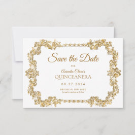 Tarjeta Pequeña PRESUPUESTO Elegante Marco dorado blanco marfil Qu