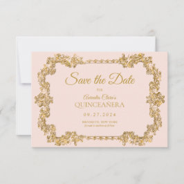 Tarjeta Pequeña PRESUPUESTO Elegante Marco Rubor Rosa Gold Quincea