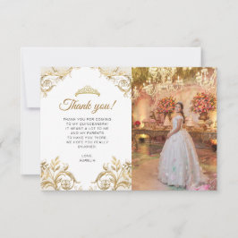 Tarjeta Pequeña PRESUPUESTO Elegante Oro Blanco Foto Quinceañera
