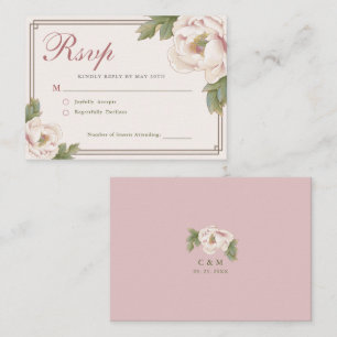 Tarjeta Pequeña PRESUPUESTO Elegante Rubor Peony Floral Wedding RS