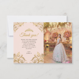 Tarjeta Pequeña PRESUPUESTO Elegante Rubor Rosa Oro Foto Quinceañe