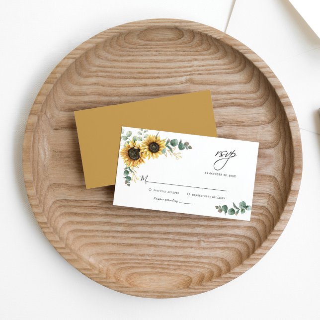 Tarjeta Pequeña Presupuesto Eucalyptus Boda Floral de Girasol RSVP (Subido por el creador)