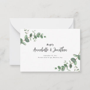 Tarjeta Pequeña presupuesto Eucalyptus Greenery Wedding Respuesta 