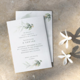 Tarjeta Pequeña presupuesto Eucalyptus moderna boda mínima elegant