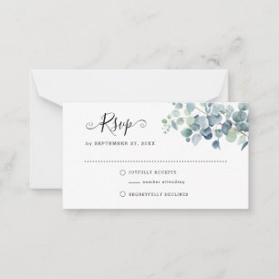 Tarjeta Pequeña PRESUPUESTO Eucalyptus Sage Green RSVP Primavera W