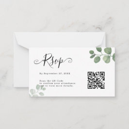 Tarjeta Pequeña PRESUPUESTO Eucalyptus sencillo Código QR Boda RSV