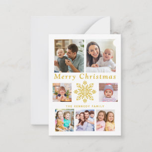 Tarjeta Pequeña Presupuesto Feliz Navidad Dorado Snowflake 7 Foto