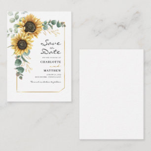 Tarjeta Pequeña Presupuesto Floral Girasol Eucalyptus Guardar La F
