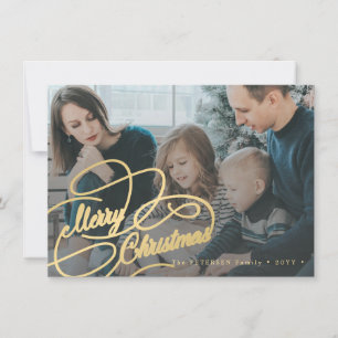 Tarjeta Pequeña Presupuesto foto de familia de 2 Feliz Navidad vac