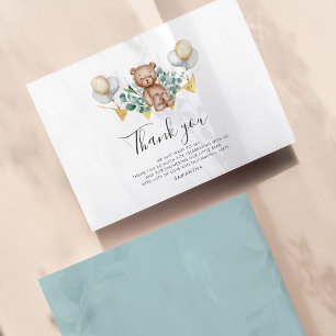 Tarjeta Pequeña Presupuesto Gracias Woodland Bear Baby Shower