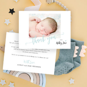 Tarjeta Pequeña Presupuesto guión foto niño baby shower gracias