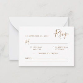 Tarjeta Pequeña PRESUPUESTO Guión Minimalista Oro Boda RSVP