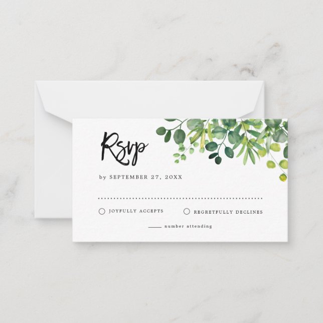 Tarjeta Pequeña PRESUPUESTO Jardín Botánico Verdor RSVP Boda (Anverso)