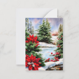 Tarjeta Pequeña Presupuesto mini de estanque de Navidad nevado
