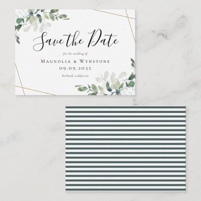 Tarjeta Pequeña PRESUPUESTO MINI TAMAÑO Eucalyptus Boda Guardar La (Anverso / Reverso)