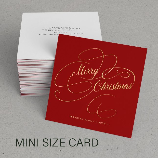 Tarjeta Pequeña Presupuesto MINI TAMAÑO Feliz Navidad guión de oro (Subido por el creador)