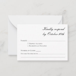 Tarjeta Pequeña Presupuesto Minimalista Formal Negro Blanco Script
