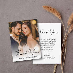 Tarjeta Pequeña presupuesto mínimo moda foto boda gracias