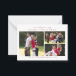 Tarjeta Pequeña Presupuesto moderno Feliz Navidad Rojo 3 Festivida<br><div class="desc">Classic Minimal moderno Merry Christmas Red 3 Photo Holiday Card</div>