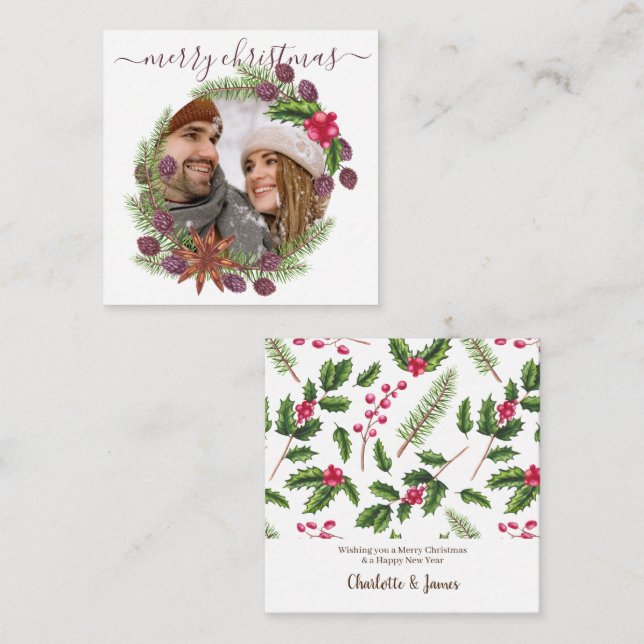 Tarjeta Pequeña PRESUPUESTO Navidades de fotografía personalizados (Anverso / Reverso)