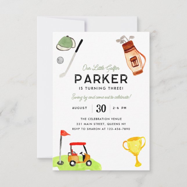 Tarjeta Pequeña Presupuesto nuestro pequeño golf Carro de golf Cum (Anverso)