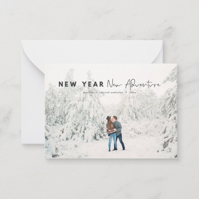 Tarjeta Pequeña presupuesto Nuevo año nueva foto de vacaciones (Anverso)