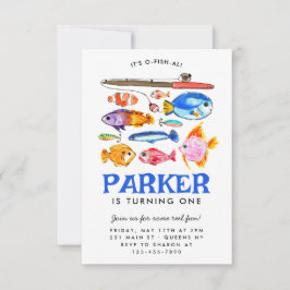 Tarjeta Pequeña Presupuesto O-Fish-al Reel Fun Pescado Cumpleaños