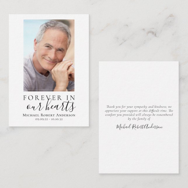 Tarjeta Pequeña Presupuesto para siempre en nuestro corazón Foto T (Anverso / Reverso)