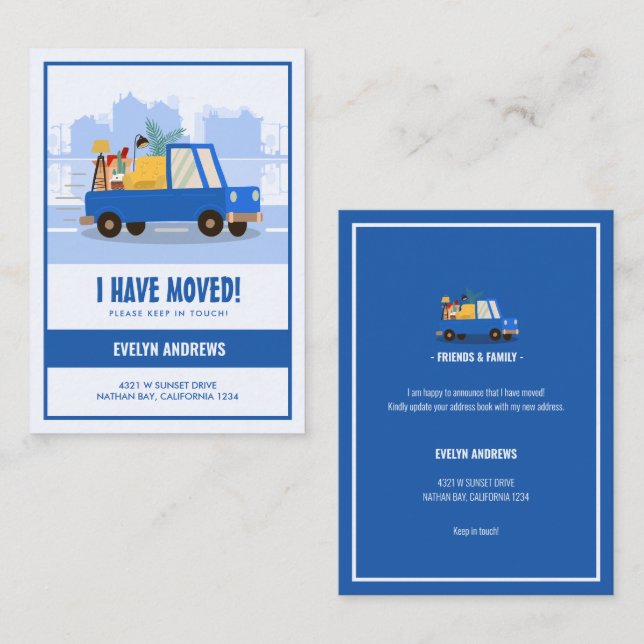 Tarjeta Pequeña Presupuesto que hemos movido el auto azul en la ca (Anverso / Reverso)