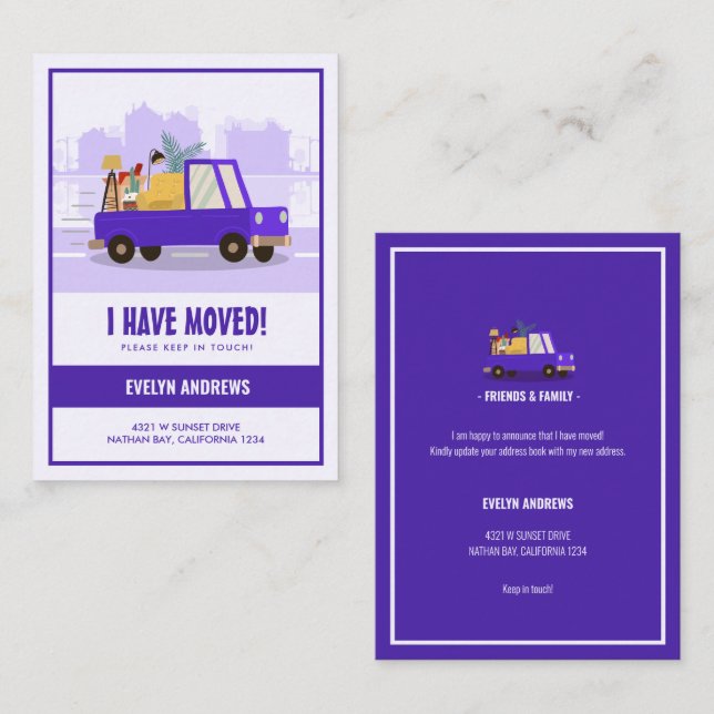 Tarjeta Pequeña Presupuesto que hemos movido el auto morado en la  (Anverso / Reverso)