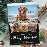 Tarjeta Pequeña Presupuesto que te debemos, merry Mascota de perro<br><div class="desc">¡Te Alegramos Una Feliz Navidad! Envíe saludos lindos y divertidos de vacaciones con esta tarjeta de festividad personalizado mascota súper adorable y personalizada. Feliz Navidad deseos del perro con hermosas huellas de pata en un divertido diseño moderno de collage de fotos. Añade las fotos de tu perro o de tu...</div>