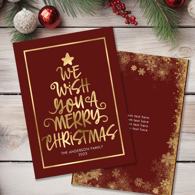 Tarjeta Pequeña Presupuesto Que Te Deseamos Un Feliz Diversión Roj (Budget We Wish You A Merry Christmas Red Fun Note Card)