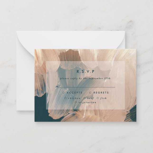 Tarjeta Pequeña presupuesto Respuesta de Terracotta painterly boda (Anverso)