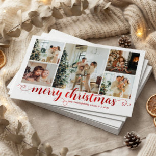 Tarjeta Pequeña Presupuesto Rojo Feliz Navidad Corazón Script 5 Fo