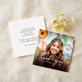 Tarjeta Pequeña Presupuesto Script Heart Photo Birthday Gracias