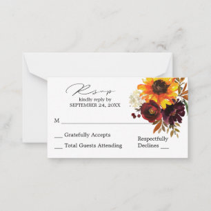 Tarjeta Pequeña Presupuesto Sunflower & Burgundy Floral SM No Meal