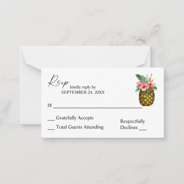 Tarjeta Pequeña Presupuesto Tropica de piña hawaiana 2SM Sin Comid (Anverso)