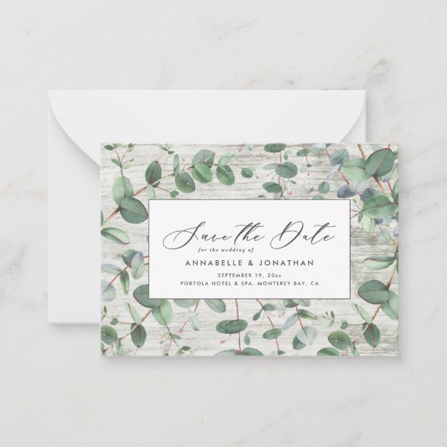 Tarjeta Pequeña presupuesto verde Eucalyptus madera blanca Guardar (Anverso)