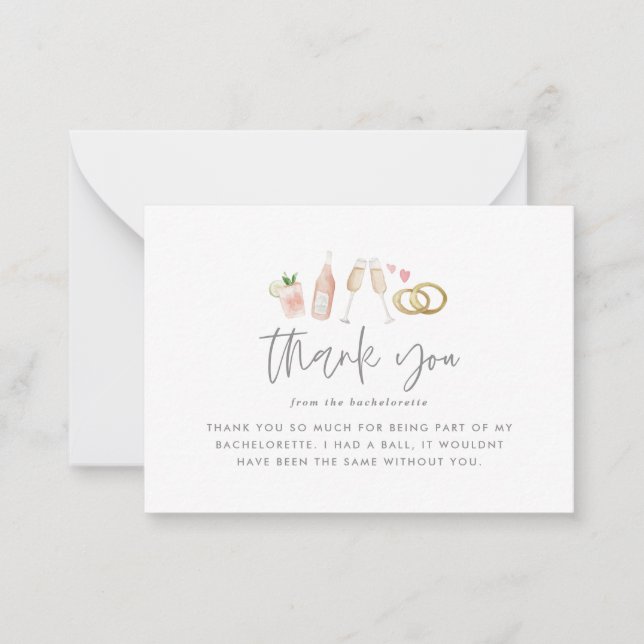 Tarjeta Pequeña presupuesto Watercolor bachelorette champagne grac (Anverso)