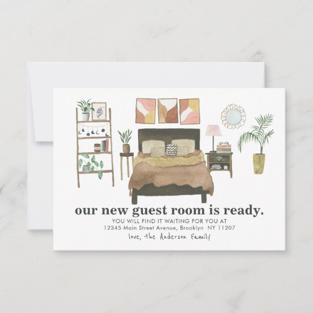 Tarjeta Pequeña Presupuestos Nueva Habitación De Huéspedes Listo D (Anverso)