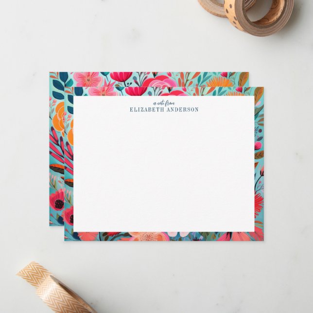 Tarjeta Pequeña Pretty Botanical Girly Floral Frame  (Anverso/Reverso In Situ)