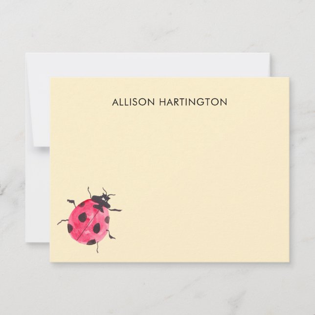 Tarjeta Pequeña Pretty Ladybug Garden Buttercream Thank You Card (Anverso)