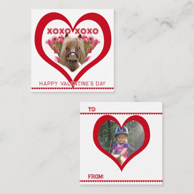 Tarjeta Pequeña Pretty Pony in Red Valentine's Day Cards for Kids (Anverso / Reverso)